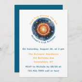 最初の旅のまわりに日の最初の誕生日パーティー 招待状 (正面/裏面)