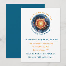 最初の旅のまわりに日の最初の誕生日パーティー 招待状