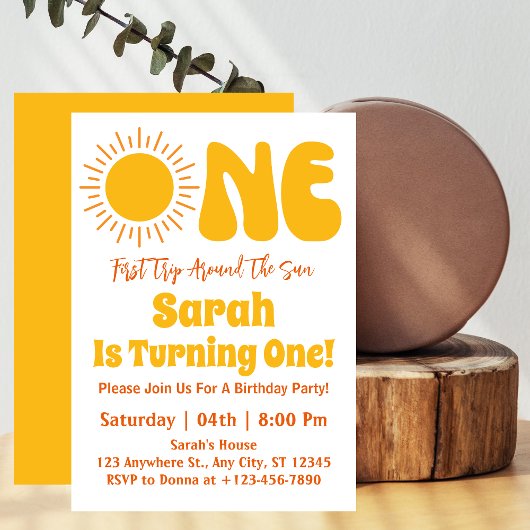 最初の旅のまわりに日の最初の誕生日パーティー 招待状