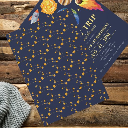 最初の旅のまわりに日の最初の誕生日パーティー 招待状