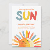 最初の旅のまわりに日の最初の誕生日パーティー 招待状 (正面)