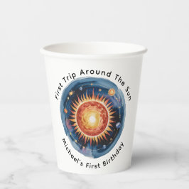 最初の旅のまわりに日の最初の誕生日パーティー 紙コップ