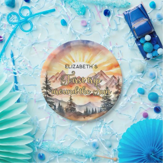 最初の旅のまわりに日の最初の誕生日ボホ自然 ペーパープレート (パーティー)