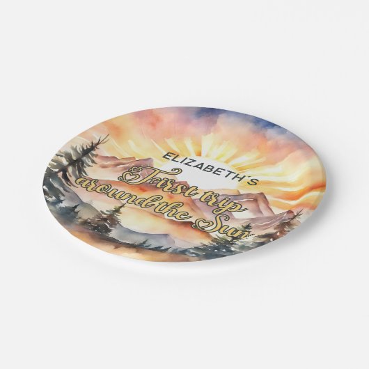 最初の旅のまわりに日の最初の誕生日ボホ自然 ペーパープレート (アングル)