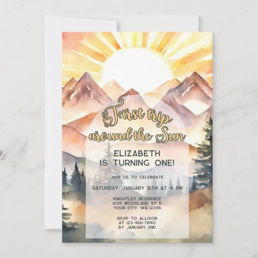 最初の旅のまわりに日の最初の誕生日ボホ自然 招待状 (正面)