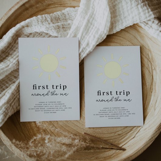 最初の旅のまわりに日の最初の誕生日金ゴールド 箔招待状