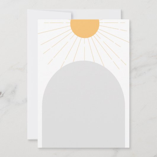 最初の旅のまわりに日の灰色の黄色1番目の誕生日 招待状 (裏面)