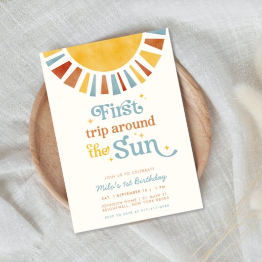 最初の旅のまわりに日ボホレトロ1st誕生日 招待状