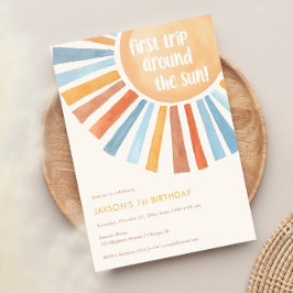 最初の旅のまわりに日ボホ1歳の誕生日パーティー 招待状