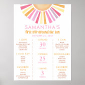 最初の旅のまわりに日マイルストーン女の子1歳の誕生日 ポスター (正面)