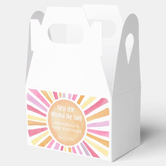 最初の旅のまわりに日女の子の最初の誕生日 フェイバーボックス (オープン)