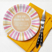 最初の旅のまわりに日少女の最初の誕生日 ペーパープレート