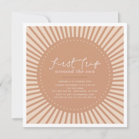 最初の旅のまわりに日房保1歳の誕生日 招待状 (正面)