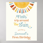 最初の旅のまわりに日誕生日歓迎サイン ポスター (正面)