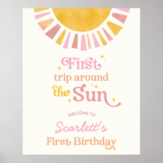 最初の旅のまわりに日誕生日歓迎サイン ポスター (正面)