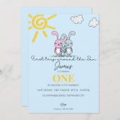 最初の旅のまわりに日1st誕生日パーティーInvite 招待状 (正面/裏面)