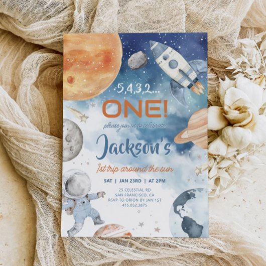 最初の旅のまわりに日、宇宙の最初の誕生日 招待状