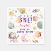 最初の旅のまわりに行ザサンガール宇宙1st誕生日 スタンダードカクテルナプキン (正面)