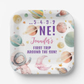 最初の旅のまわりに行ザサンガール宇宙1st誕生日 ペーパープレート (正面)