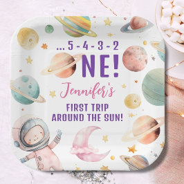 最初の旅のまわりに行ザサンガール宇宙1st誕生日 ペーパープレート