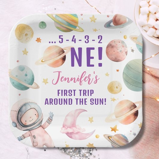 最初の旅のまわりに行ザサンガール宇宙1st誕生日 ペーパープレート