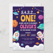 最初の旅のまわりに行ザサンガール宇宙1st誕生日 招待状 (正面)