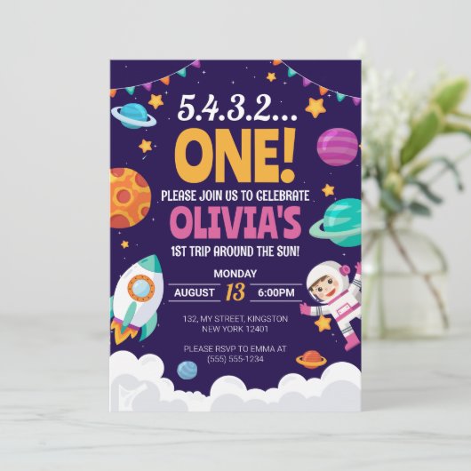 最初の旅のまわりに行ザサンガール宇宙1st誕生日 招待状 (スタンド正面)