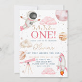 最初の旅のまわりに行ザサンガール宇宙1st誕生日 招待状 (正面)