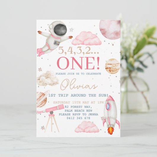 最初の旅のまわりに行ザサンガール宇宙1st誕生日 招待状 (スタンド正面)