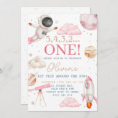 最初の旅のまわりに行ザサンガール宇宙1st誕生日 招待状 (正面/裏面)