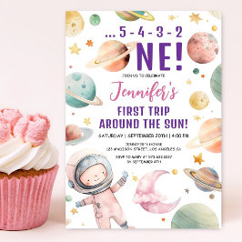 最初の旅のまわりに行ザサンガール宇宙1st誕生日 招待状