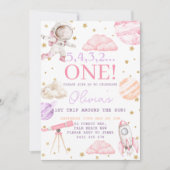 最初の旅のまわりに行ザサンガール宇宙1st誕生日 招待状 (正面)