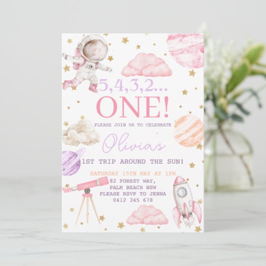 最初の旅のまわりに行ザサンガール宇宙1st誕生日 招待状 (スタンド正面)