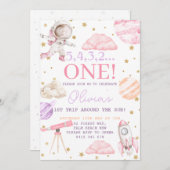 最初の旅のまわりに行ザサンガール宇宙1st誕生日 招待状 (正面/裏面)