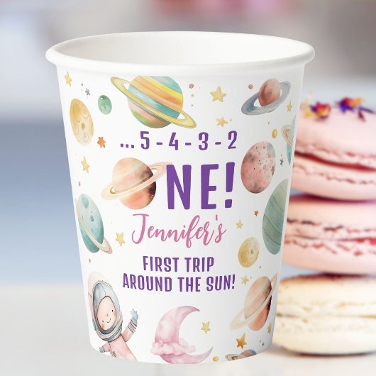 最初の旅のまわりに行ザサンガール宇宙1st誕生日 紙コップ