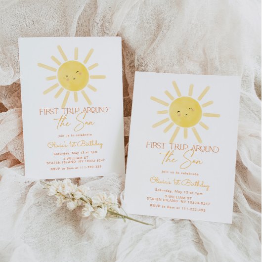 最初の日のまわりにの最初の旅の誕生日 招待状