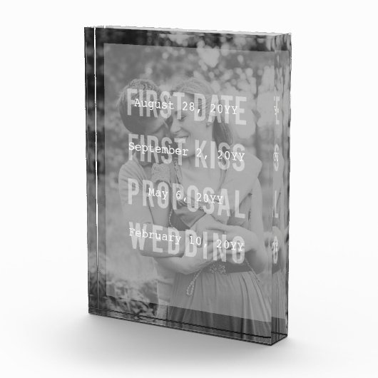 最初の日付最初のキス提案結婚式日 フォトブロック (右)