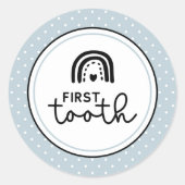 最初の歯の虹と水玉模様マイルストーン ラウンドシール (正面)