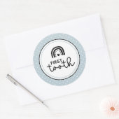 最初の歯の虹と水玉模様マイルストーン ラウンドシール (封筒)