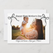 最初の母の日かわいいブラックボウフォト シーズンカード (正面)