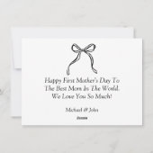 最初の母の日かわいいブラックボウフォト シーズンカード (裏面)