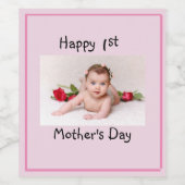 最初の母の日とベビーフォトワインラベル ワインラベル (シングルラベル)