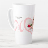 最初の母の日とベビー写真マグカップ カフェラテマグ (左アングル)