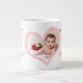 最初の母の日とベビー写真マグカップ ジャンボコーヒーマグカップ (正面)