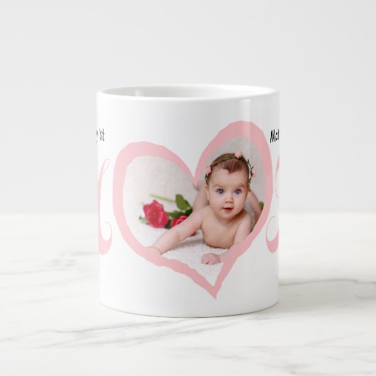 最初の母の日とベビー写真マグカップ ジャンボコーヒーマグカップ (正面)
