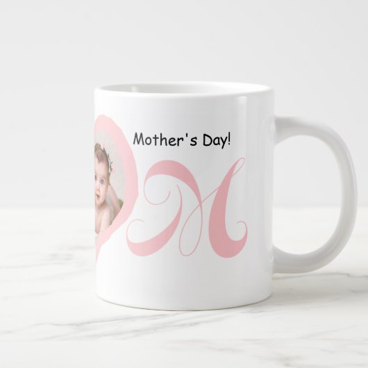 最初の母の日とベビー写真マグカップ ジャンボコーヒーマグカップ (右)