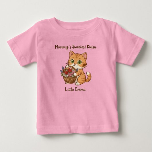 最初の母の日のギンガー猫:ベビー服 ベビーTシャツ (正面)