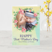 最初の母の日の写真グリーティングカード カード (黄色い花)