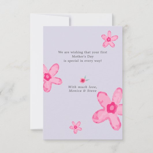 最初の母の日の写真フラットカード (裏面)