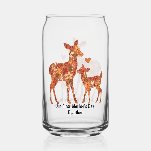 最初の母の日を一緒に – フローラディアードリン ガラス缶 (正面)